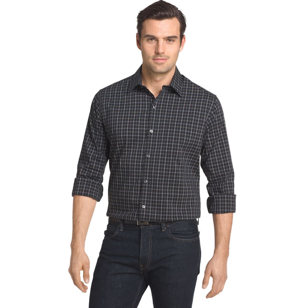 Van Heusen Men's Traveler Plaid Stretch Woven Shirt - Black, XL