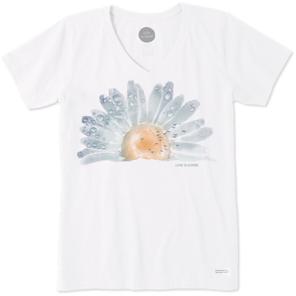 Life Is Good Women's Watercolor Daisy Tee - White, M