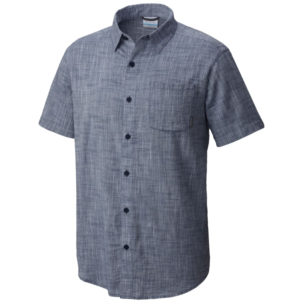 Columbia Men's Under Exposure Yarn-Dye Short Sleeve Shirt - Black, L