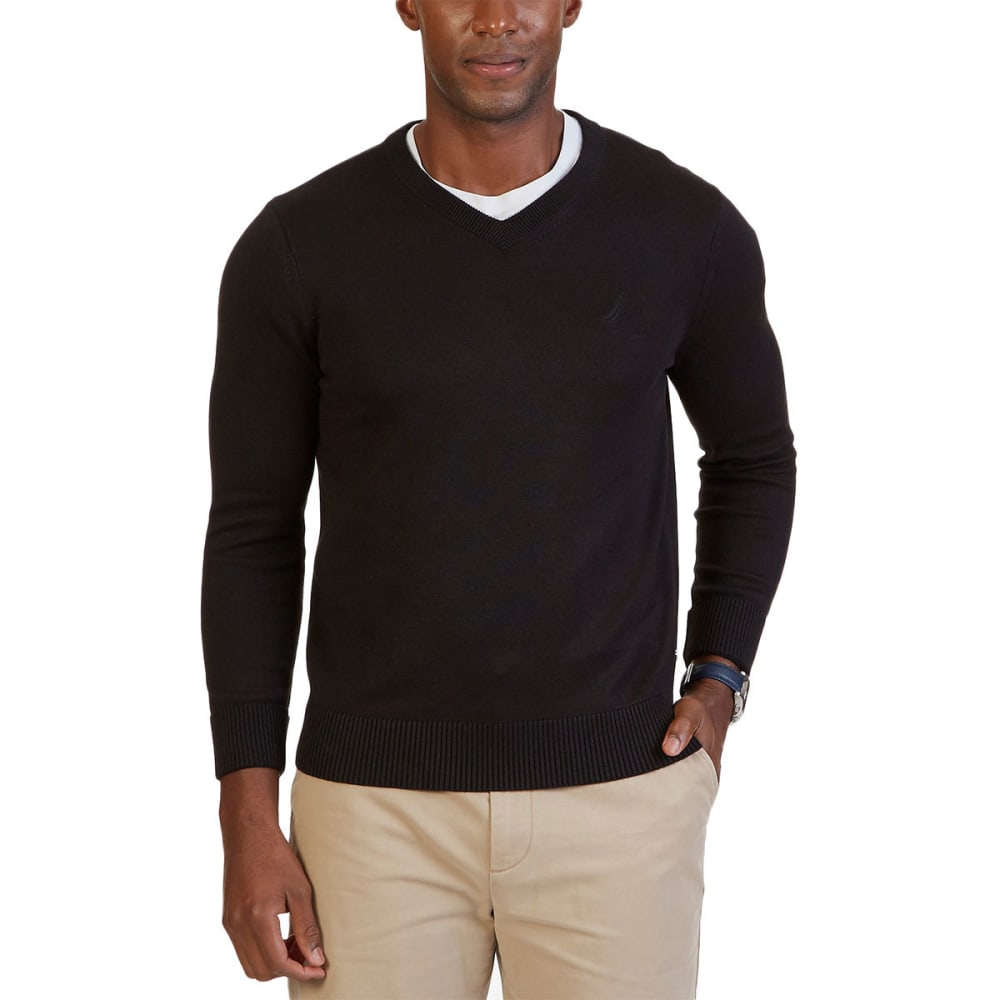 Nautica Men's Classic V-Neck Long-Sleeve Sweater - Black, M