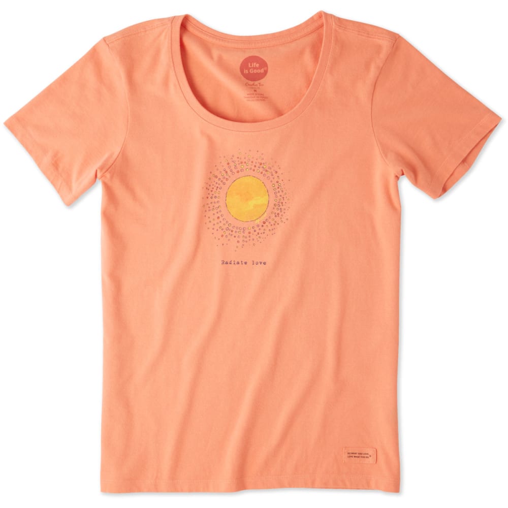 Life Is Good Women's Radiate Love Sun Crusher Scoop Tee Shirt - Orange, S