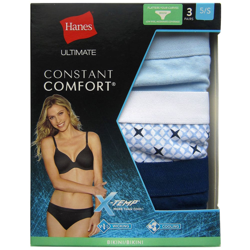 Hanes Women's Ultimate Constant Comfort X-Temp Bikini Briefs, 3 Pack - Various Patterns, 5