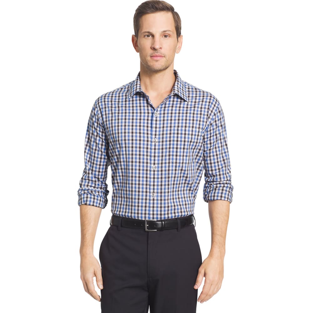 Van Heusen Men's Traveler Tattersall Woven Long-Sleeve Shirt - Blue, XL