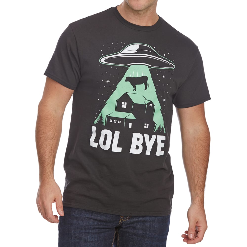 Fifth Sun Guys' Lol Bye Cow Abduction Short-Sleeve Graphic Tee - Black, S
