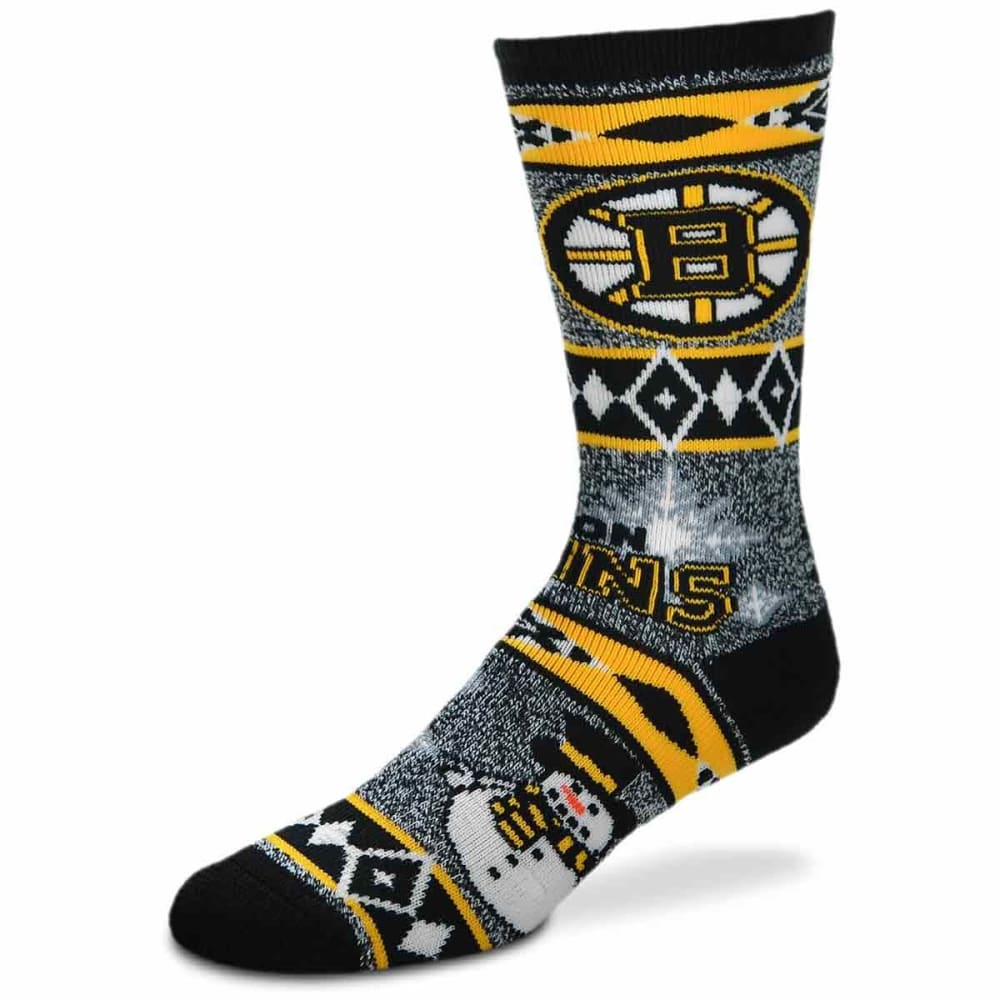 Boston Bruins Holiday Snowman Motif Socks - Black, L