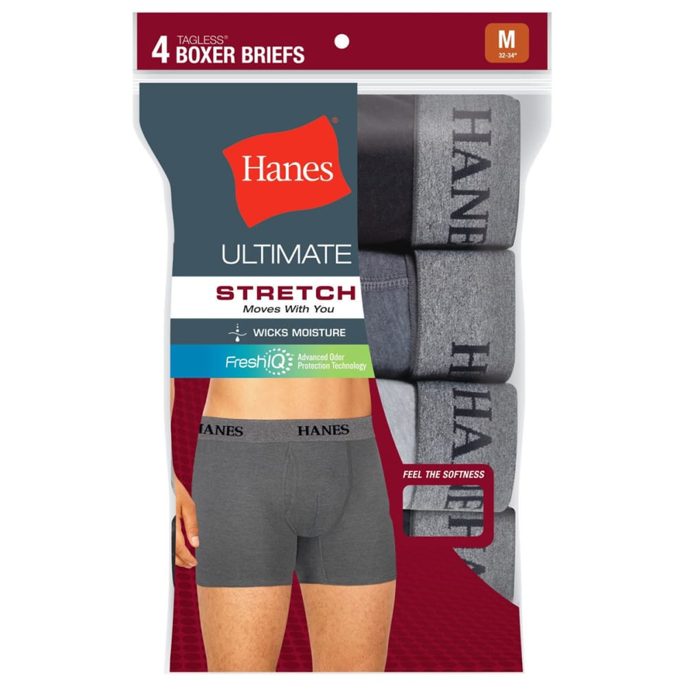 Hanes Men's Tagless Ultimate Stretch Boxer Briefs, 4-Pack - Various Patterns, S
