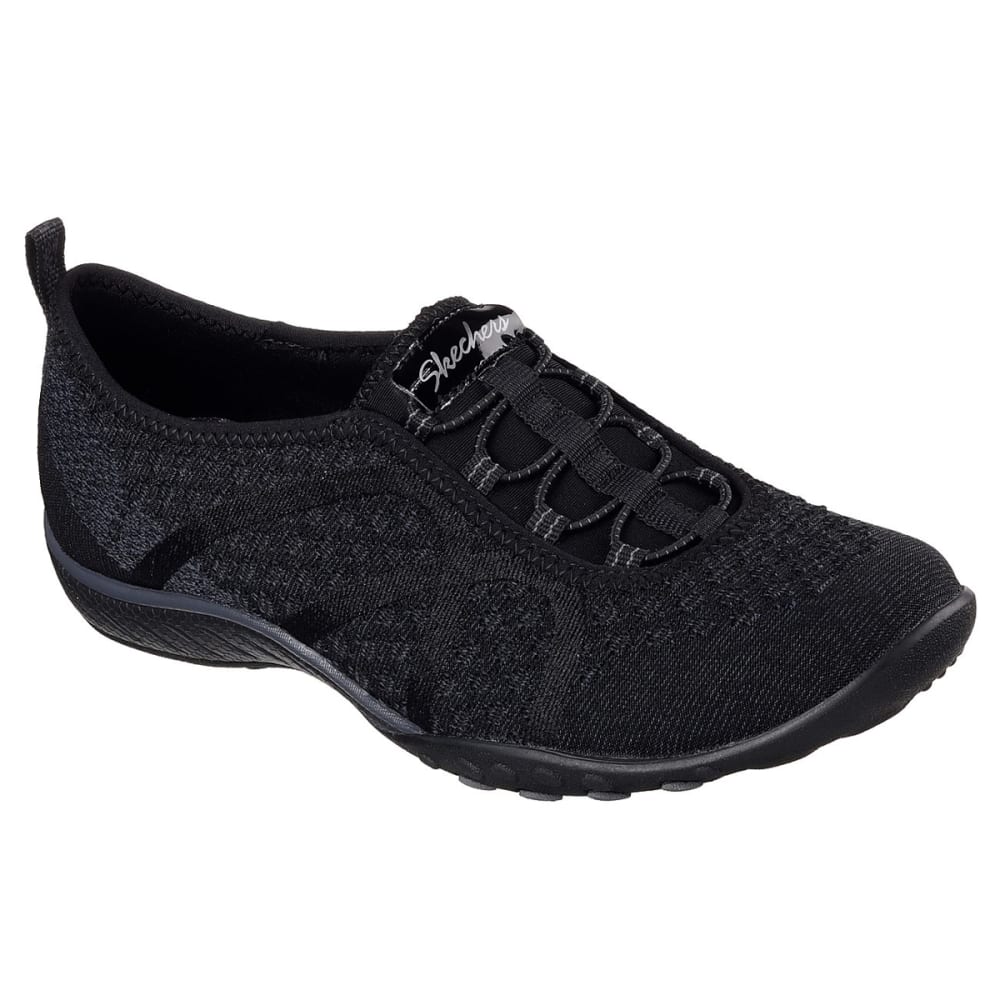 Skechers Women's Relaxed Fit: Breathe Easy - Fortune-Knit Casual Slip-On Shoes - Black, 6.5
