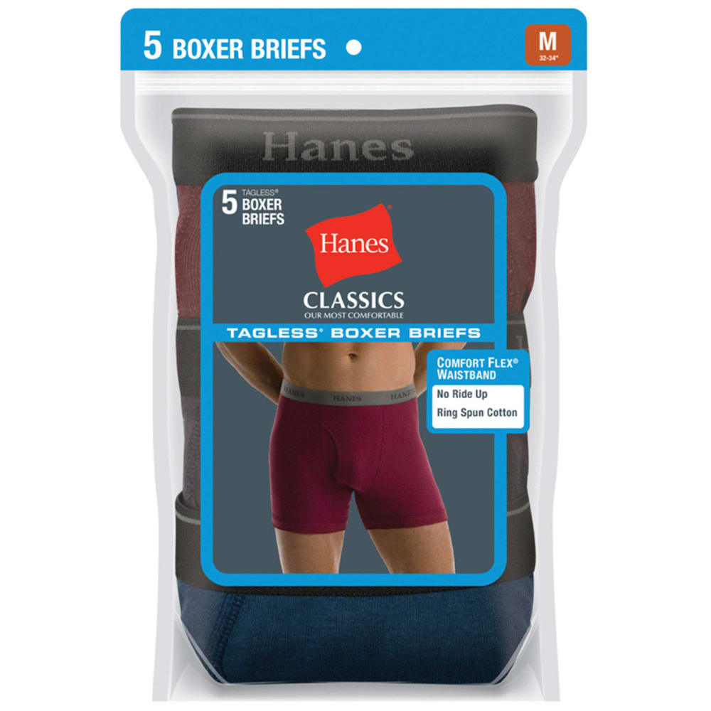 Hanes Men's Classics Tagless Boxer Briefs, 5-Pack - Various Patterns, S