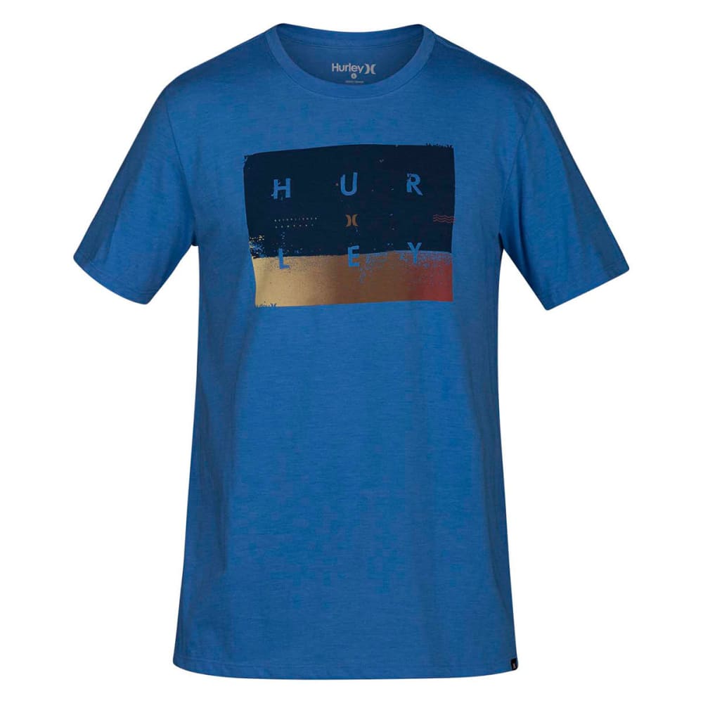 Hurley Guys' Premium Breaking Sets Short-Sleeve Tee - Blue, S