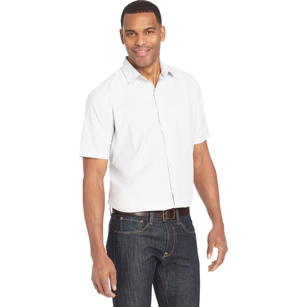 Van Heusen Men's Air Mini Check Short-Sleeve Shirt - White, L