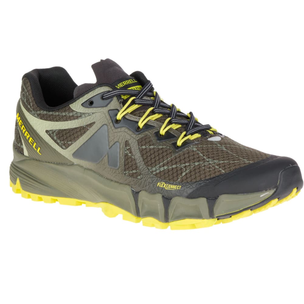 Merrell Men's Agility Peak Flex Trail Running Shoes, Beluga/olive - Green, 8