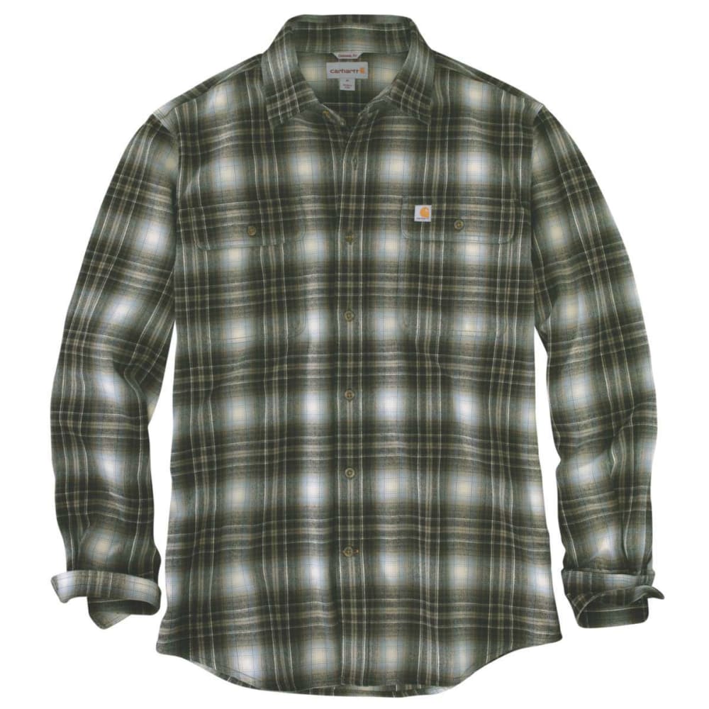 Carhartt Men's Hubbard Plaid Long-Sleeve Flannel Shirt - Green, M