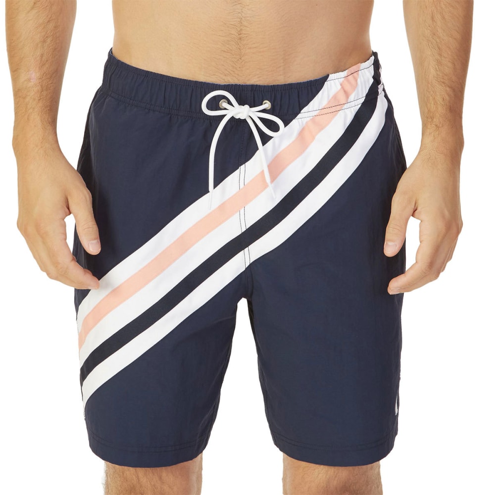 Nautica Men's Quick-Dry Striped Swim Trunks - Blue, L