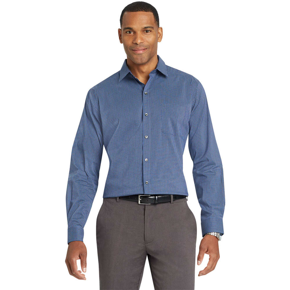 Van Heusen Men's Traveler Woven Long-Sleeve Shirt - Blue, M