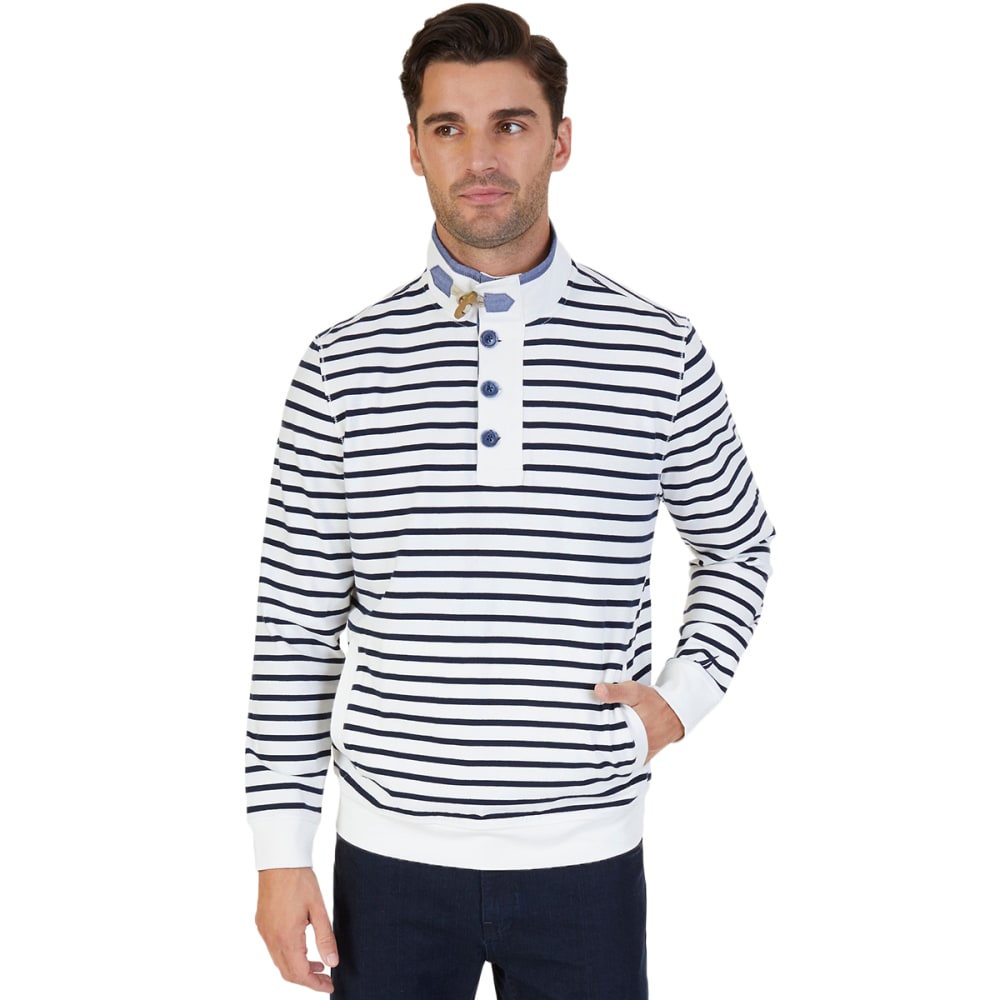 Nautica Men's Striped Funnel Neck Pullover - White, M