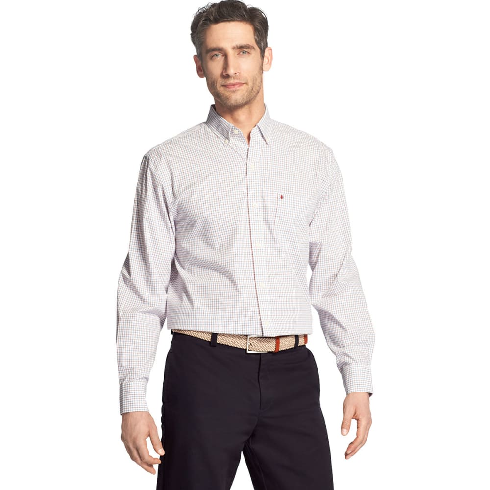 Izod Men's Essential Premium Woven Long-Sleeve Shirt - Red, M
