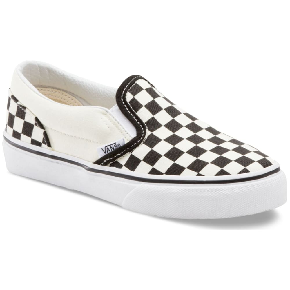 Vans Kids' Checkerboard Classic Slip-On Casual Shoes - Black, 12