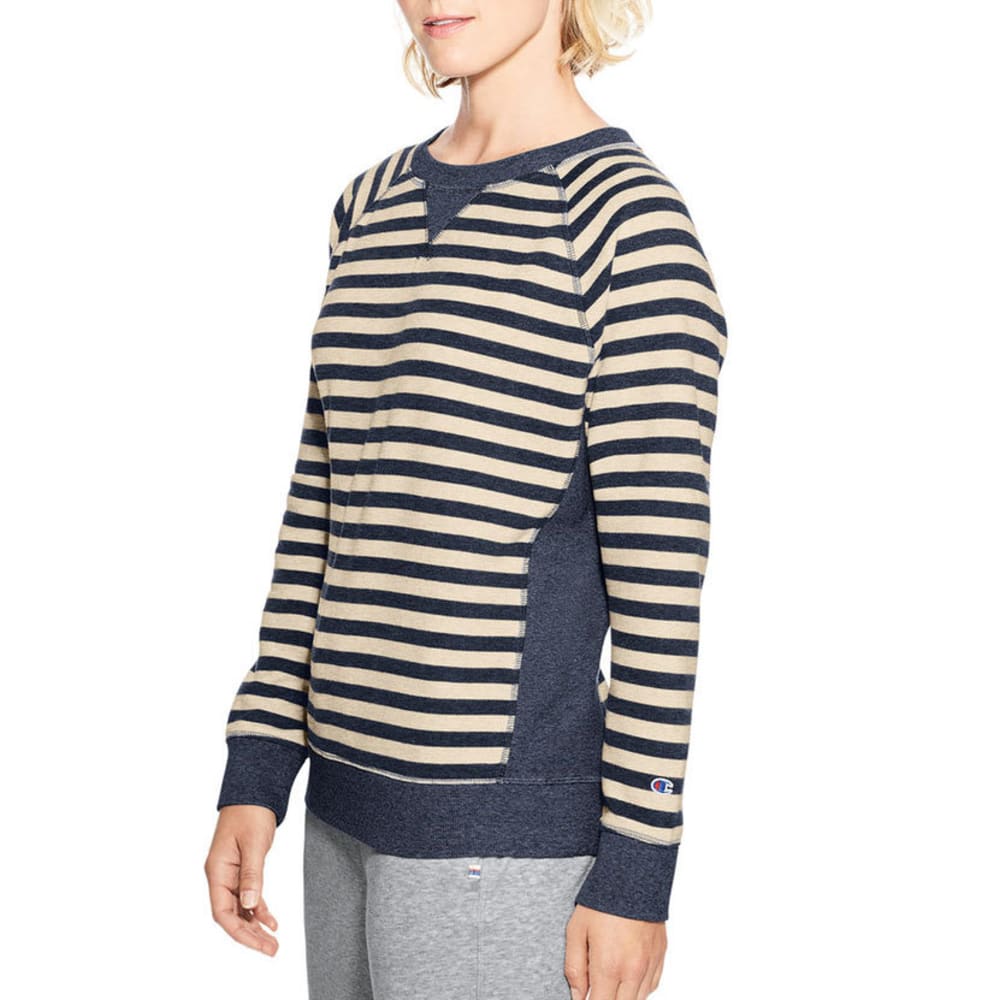 Champion Women's Heritage French Terry Crew Long-Sleeve Pullover - Blue, S