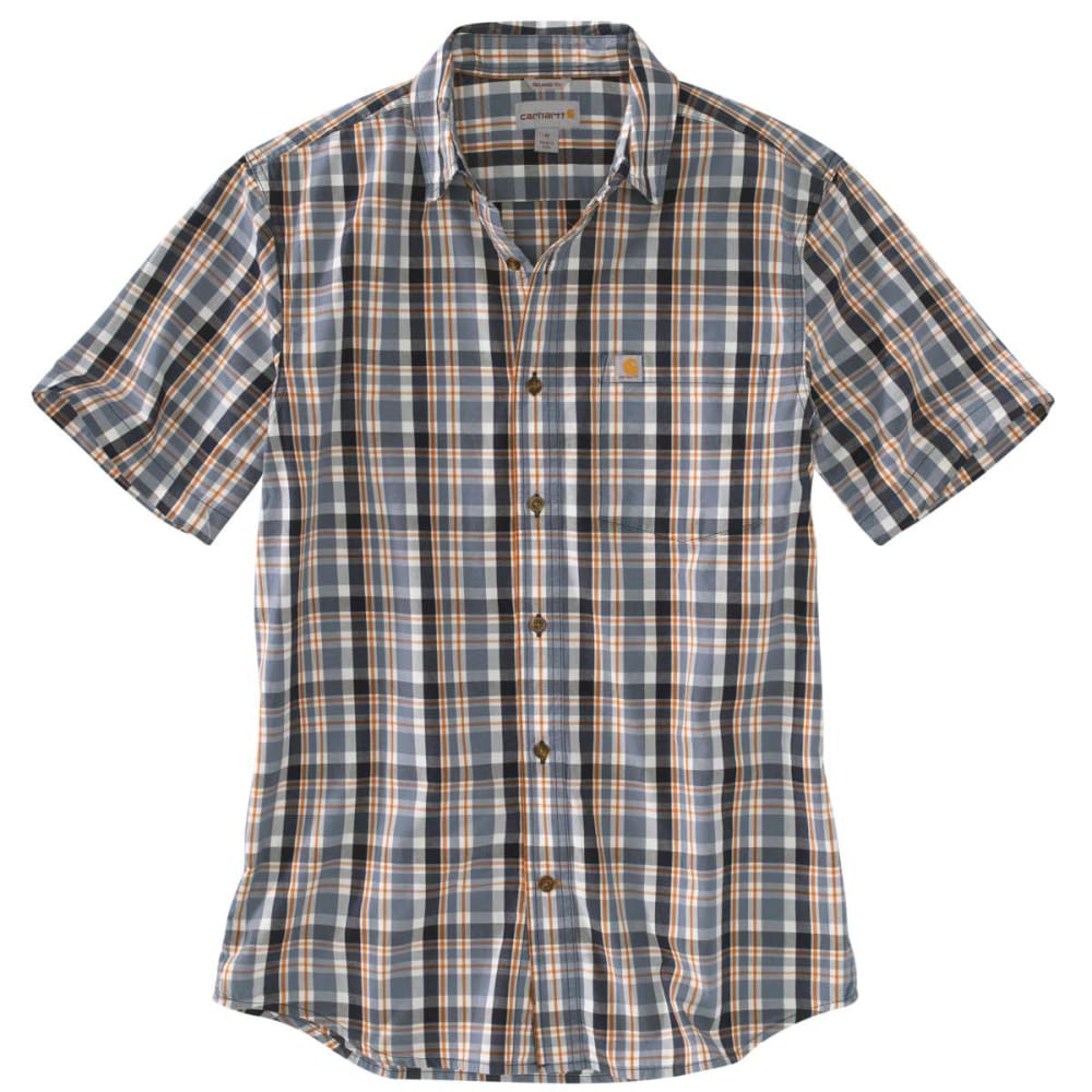 Carhartt Men's Essential Plaid Open-Collar Short-Sleeve Shirt - Blue, M