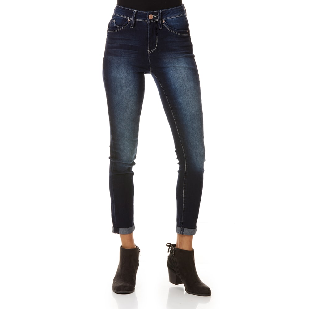 YMI Juniors' Denim Luxe Lift Rolled Cuff Jeans - Blue, 1
