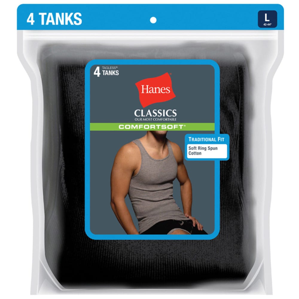 Hanes Men's Classics Comfortsoft Tanks, 4-Pack - Various Patterns, S