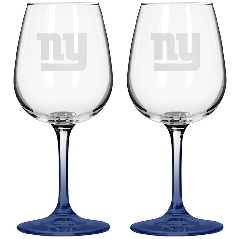 New York Giants Satin Etched Wine Glasses, Set Of 2