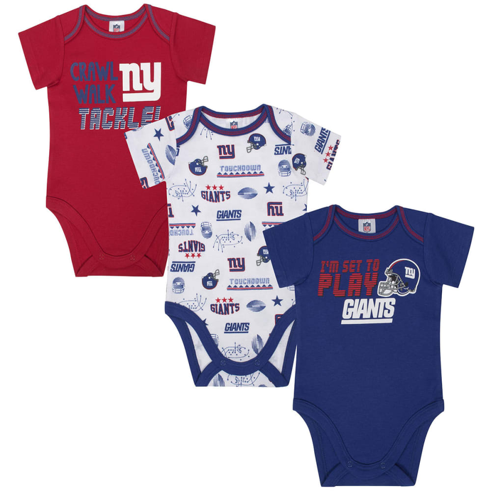 New York Giants Infant Boys' Bodysuits, 3-Pack - Blue, 6-9M