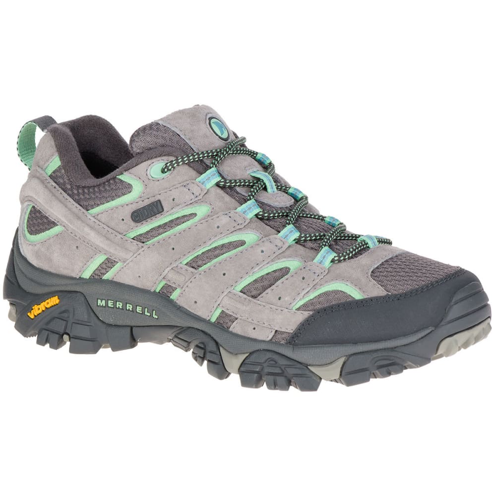 Merrell Women's Moab 2 Low Waterproof Hiking Shoes, Drizzle/mint - Black, 6