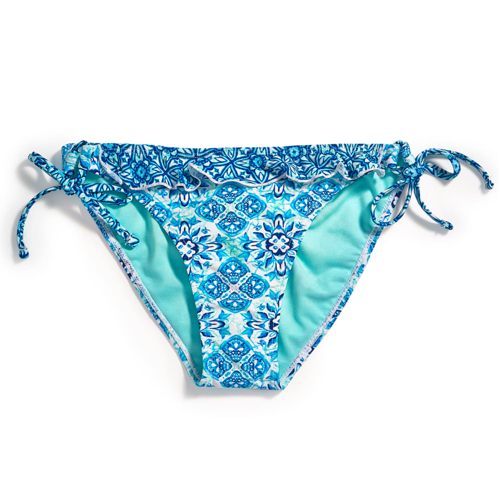 Y.M.I. Juniors' Ruffle Detail Tie-Side Bikini Bottoms - Blue, L
