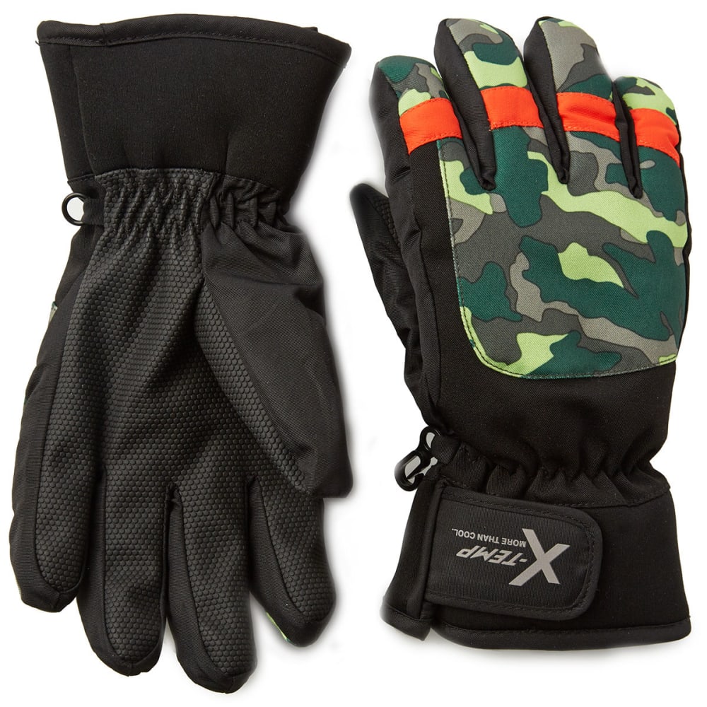 Hanes Boys' Camo Ski Gloves - Green, L/XL