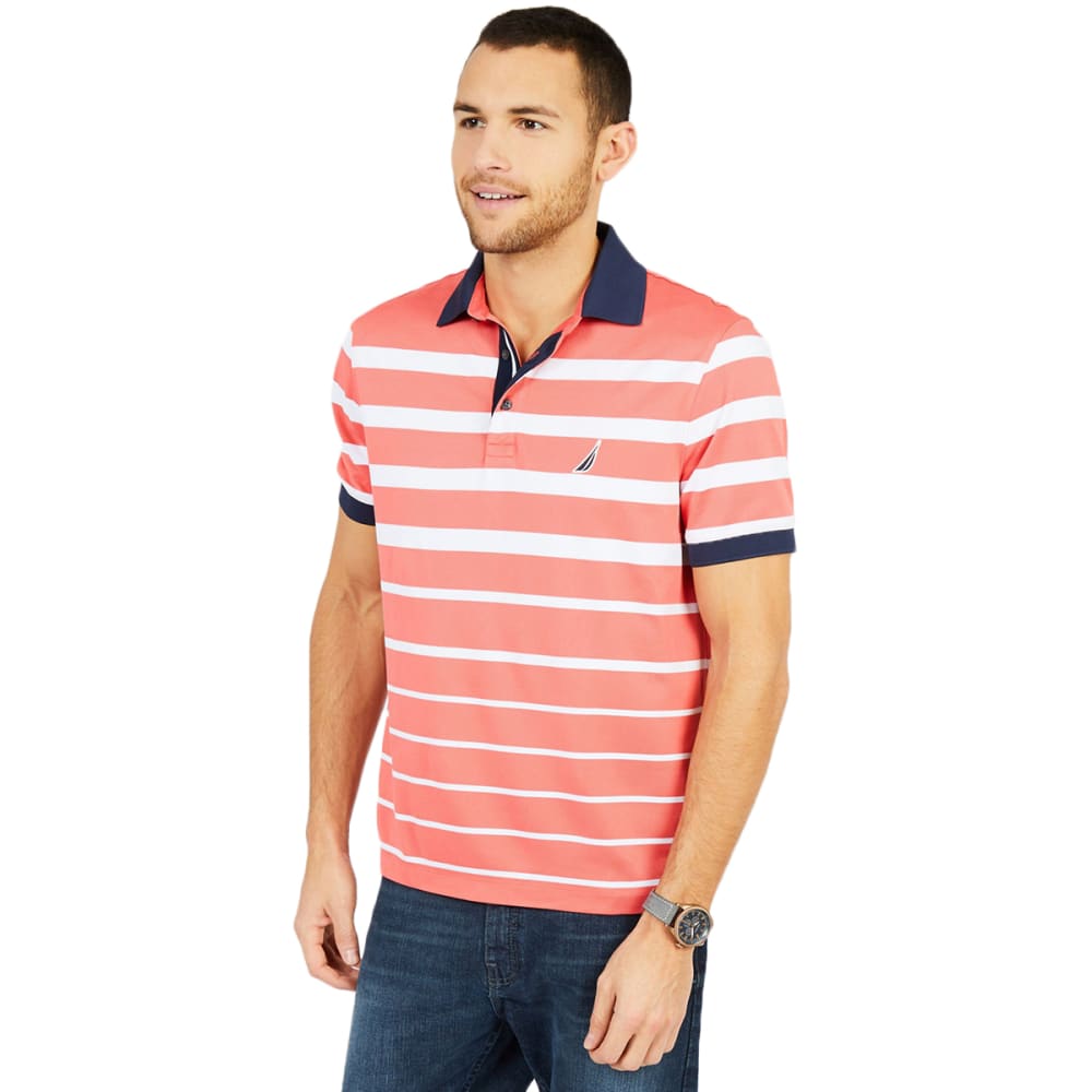 Nautica Men's Striped Performance Polo Shirt - Orange, M