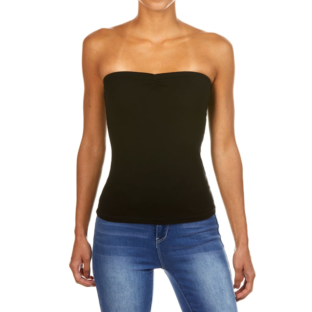 Ambiance Juniors' Ruched Center Tube Top - Black, S