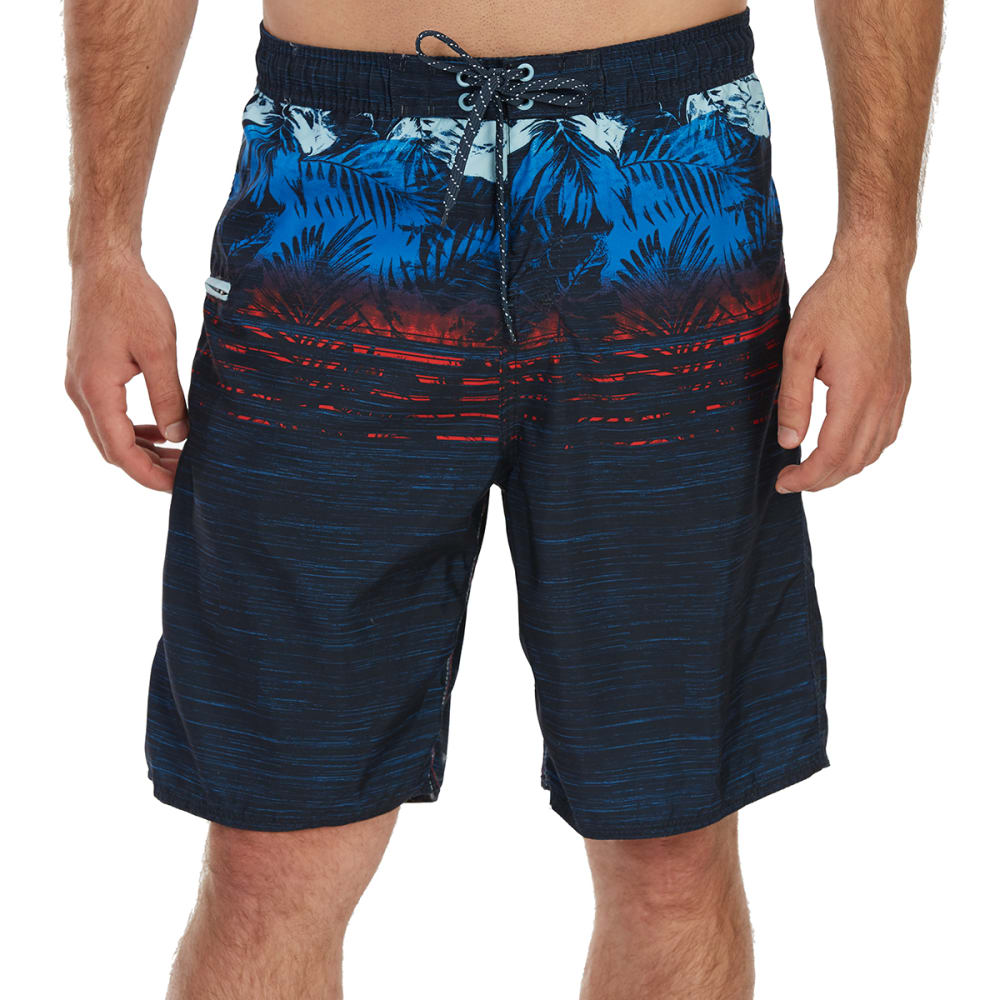 Burnside Guys' One Love Horizontal Palm E-Board Shorts - Blue, M