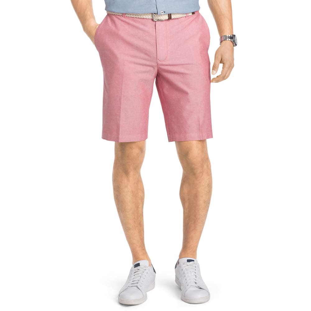 Izod Men's Saltwater Oxford Flat-Front Shorts - Red, 38