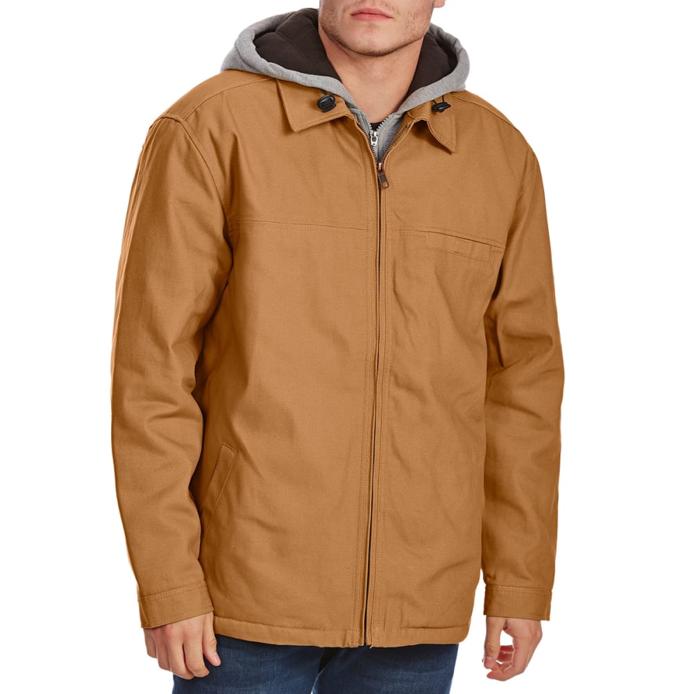 Utility Pro Wear Men's Cotton Duck Jacket With Hooded Fleece Insert - Brown, L