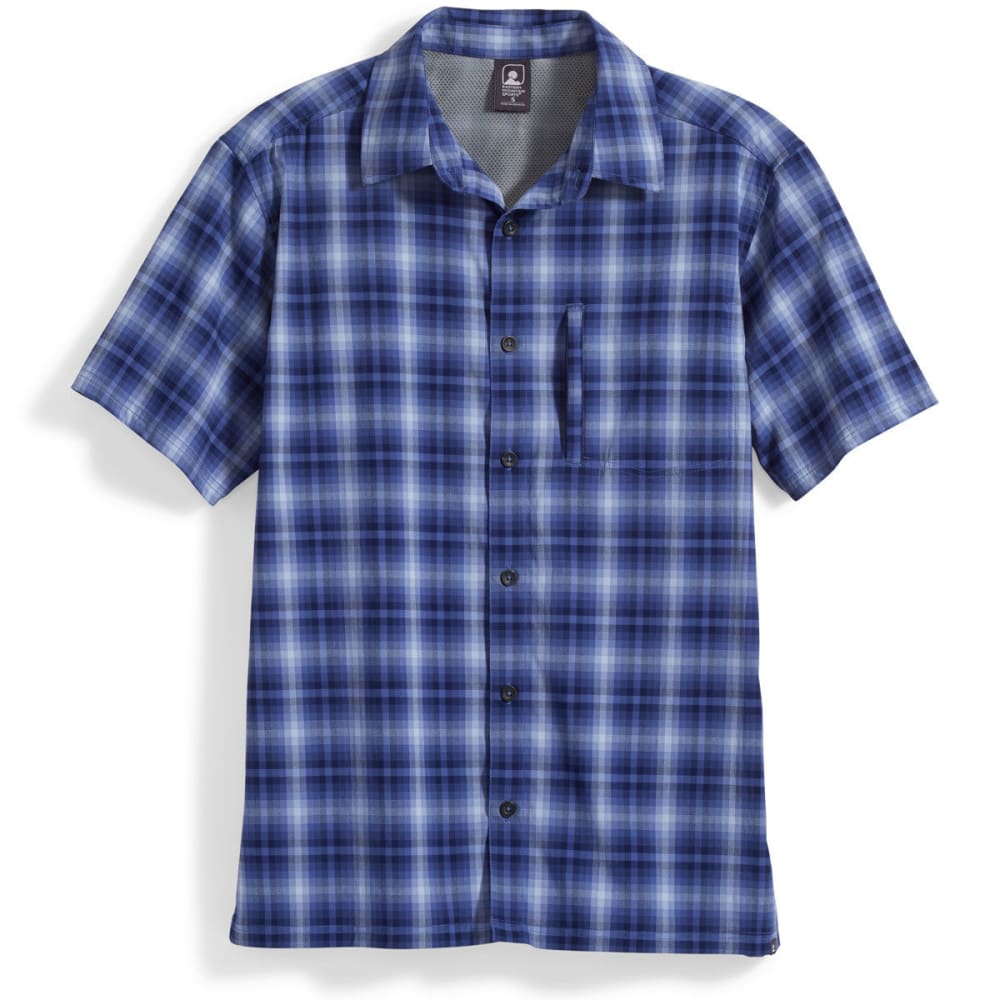 Ems Men's Journey Plaid Short-Sleeve Shirt - Blue, S