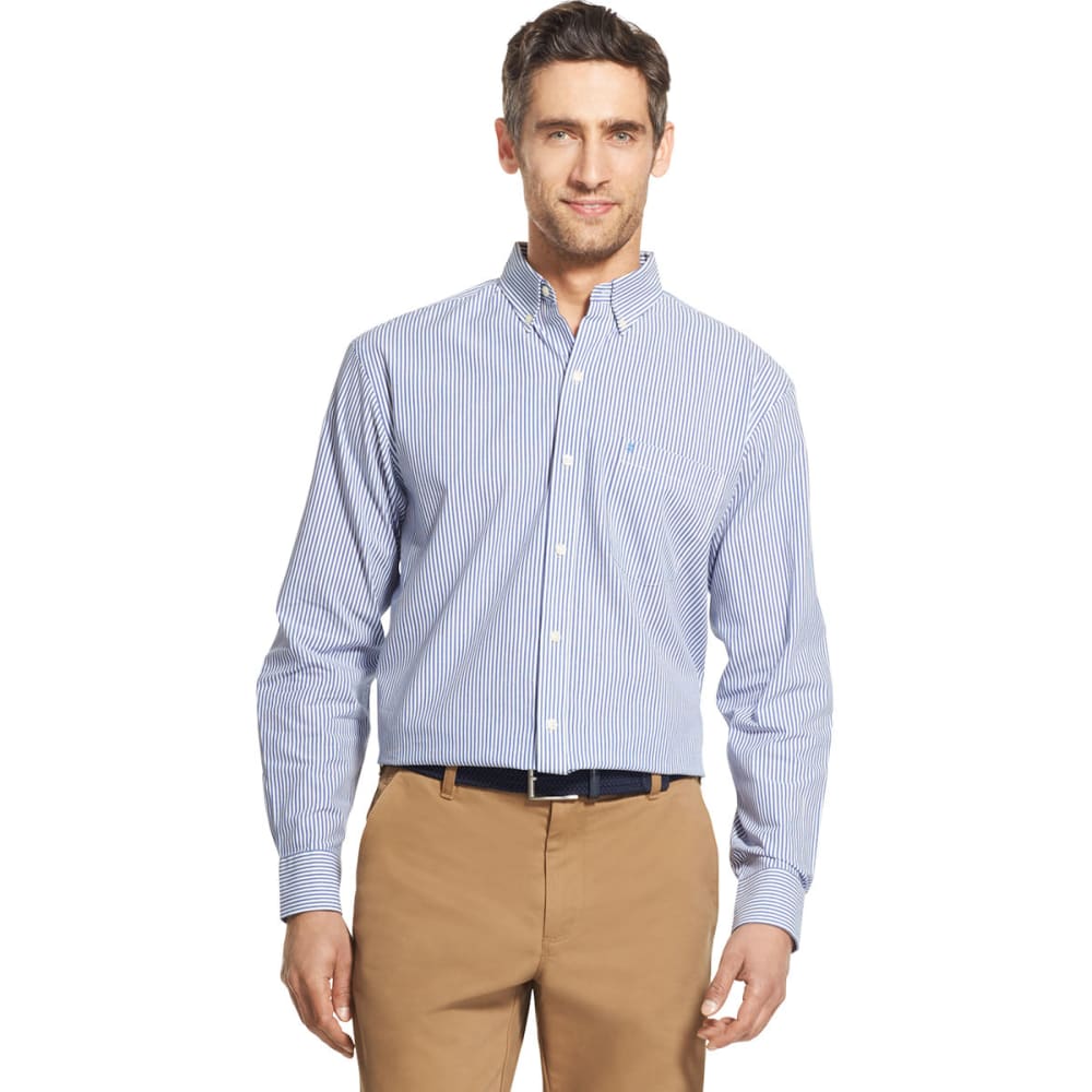 Izod Men's Essential Woven Long-Sleeve Shirt - Blue, M