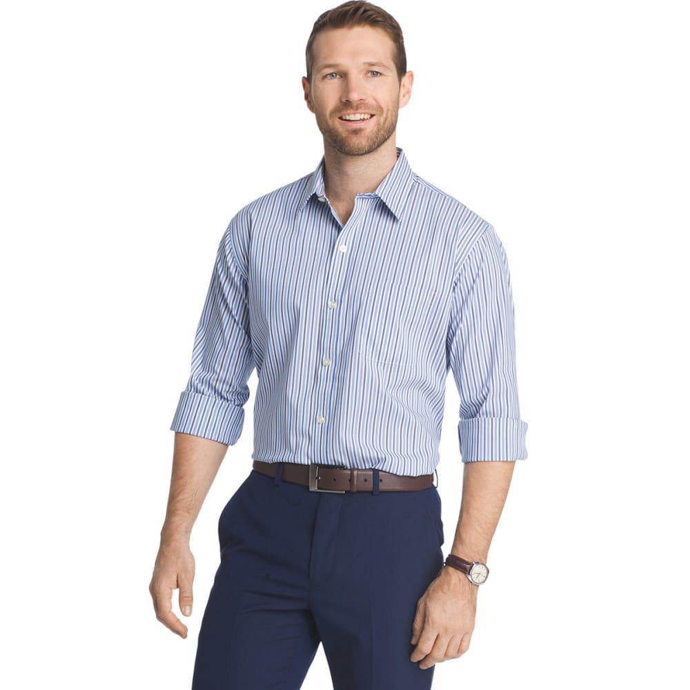 Van Heusen Men's Traveler Striped Stretch Woven Shirt - Blue, XXL
