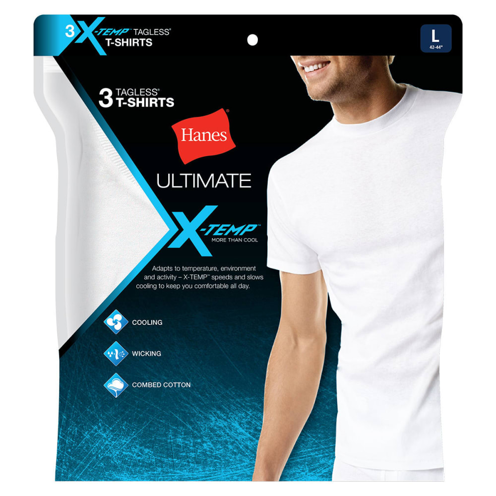 Hanes Men's Ultimate X-Temp Crew Undershirt, 3-Pack - White, M