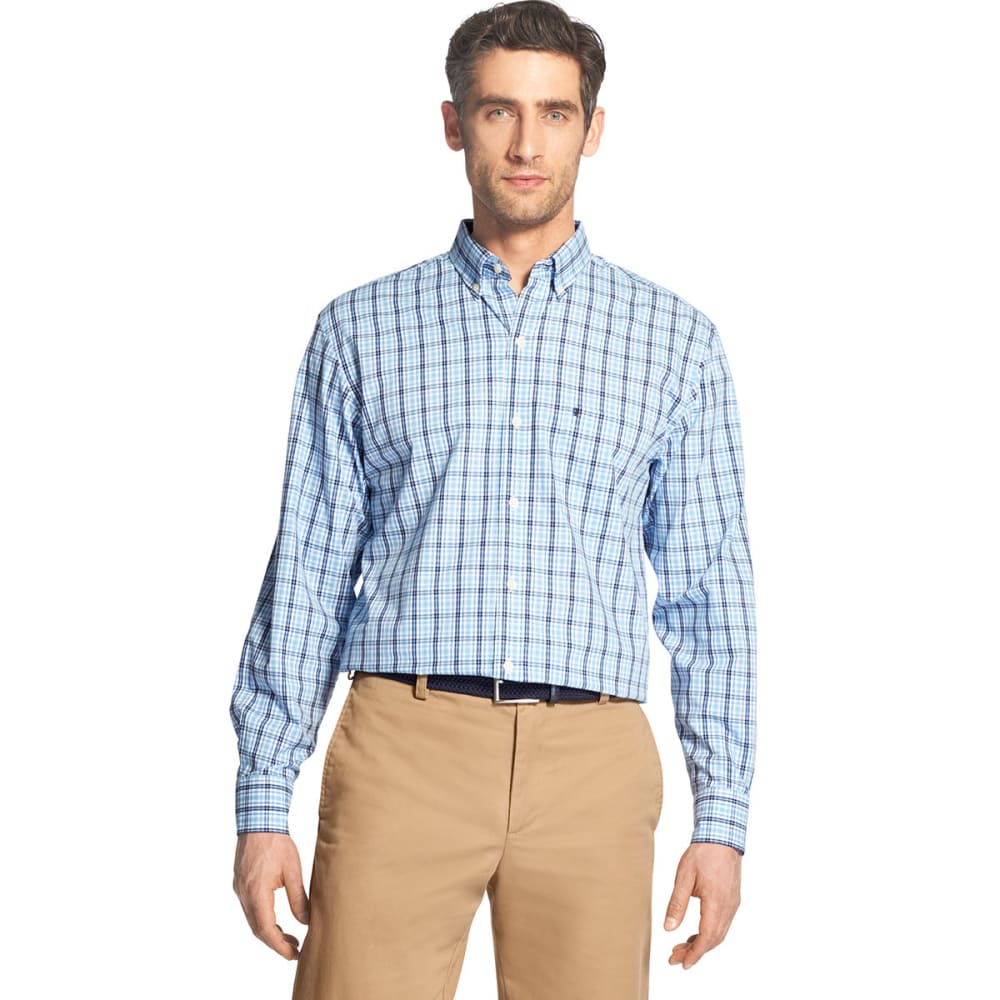 Izod Men's Essential Premium Woven Long-Sleeve Shirt - Blue, L