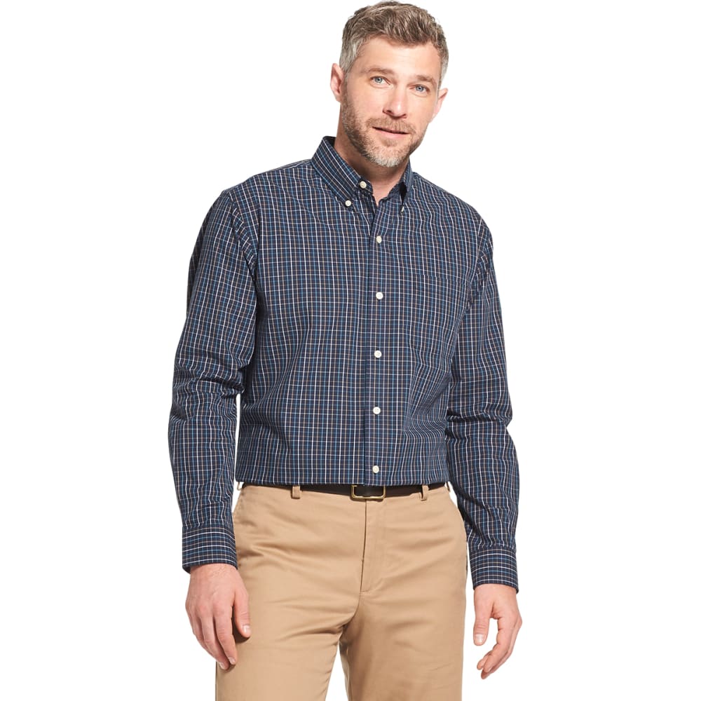 Arrow Men's Hamilton Plaid Poplin Long-Sleeve Shirt - Blue, M