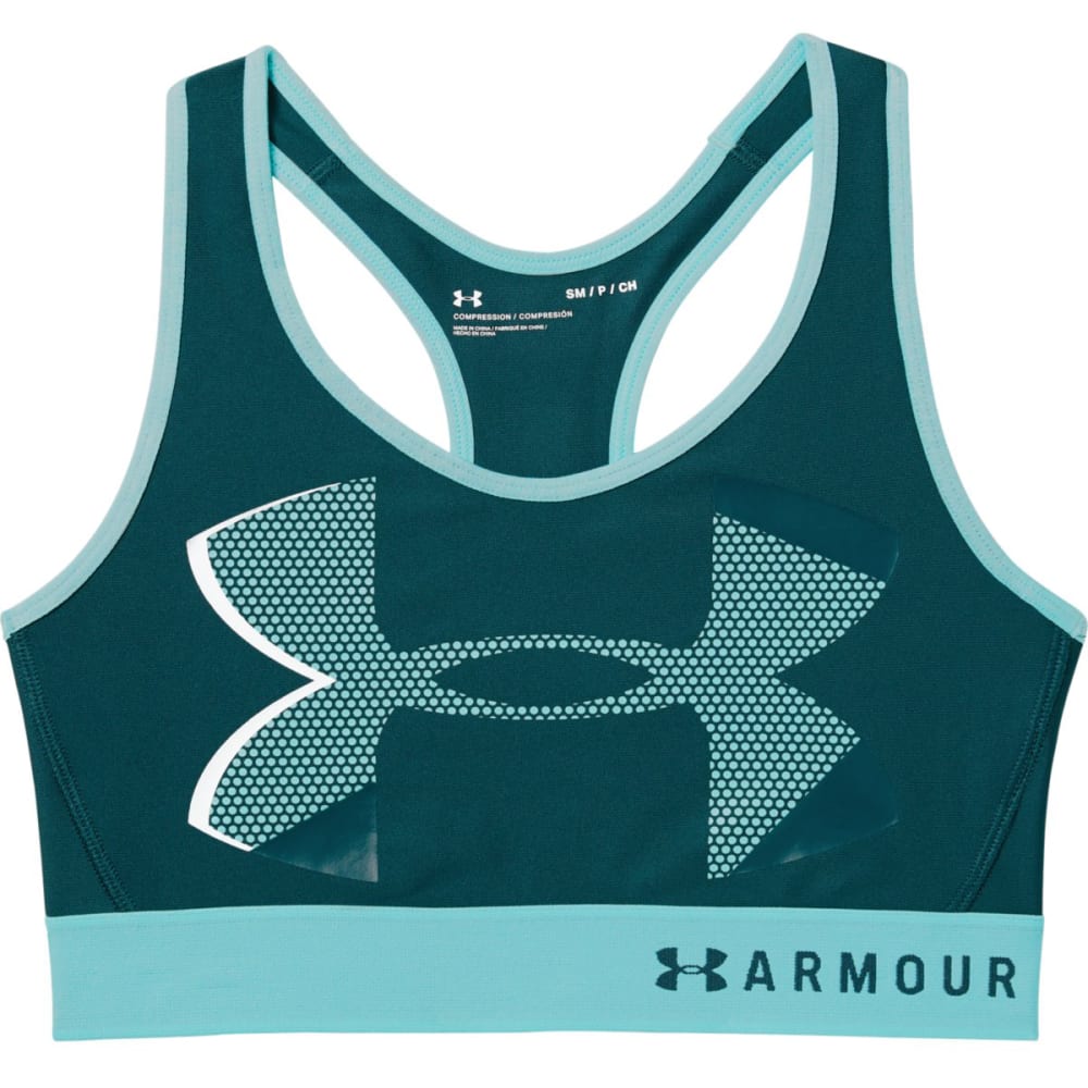 Under Armour Women's Armour Mid Big Logo Sports Bra - Green, M