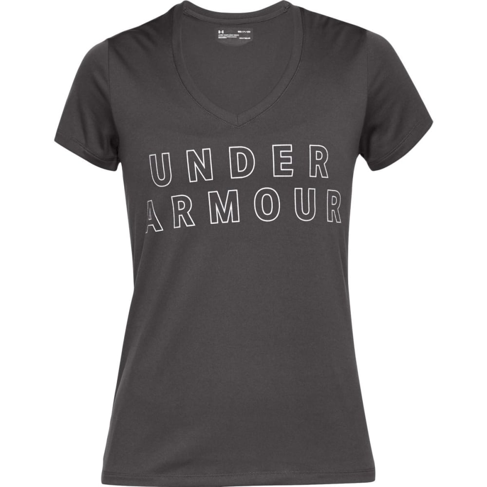 Under Armour Women's Ua Tech Graphic V-Neck Short-Sleeve Top - Black, M