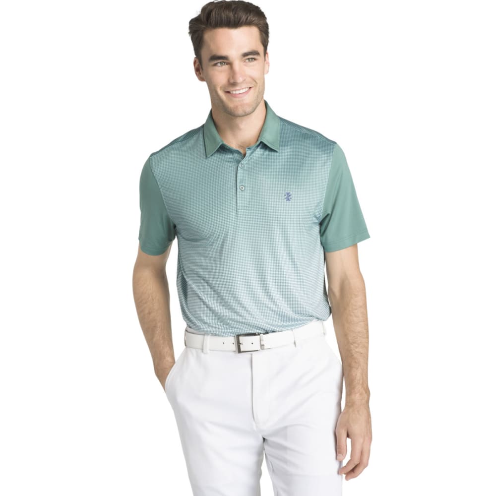 Izod Men's Gingham Printed Performance Golf Short-Sleeve Polo Shirt - Blue, M