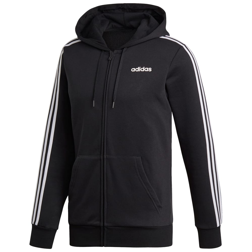 Adidas Men's Essentials 3-Stripe Fleece Hoodie - Black, L