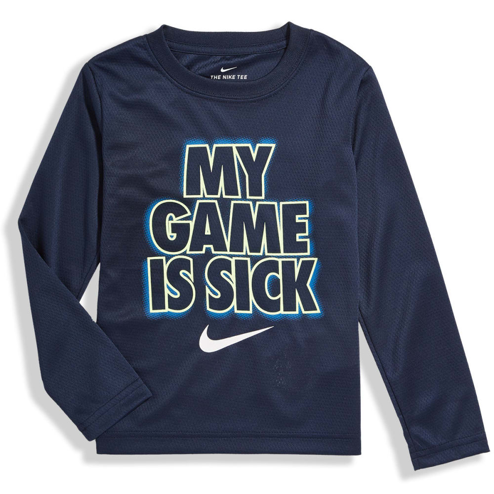 Nike Little Boys' My Game Is Sick Long-Sleeve Tee - Blue, 7
