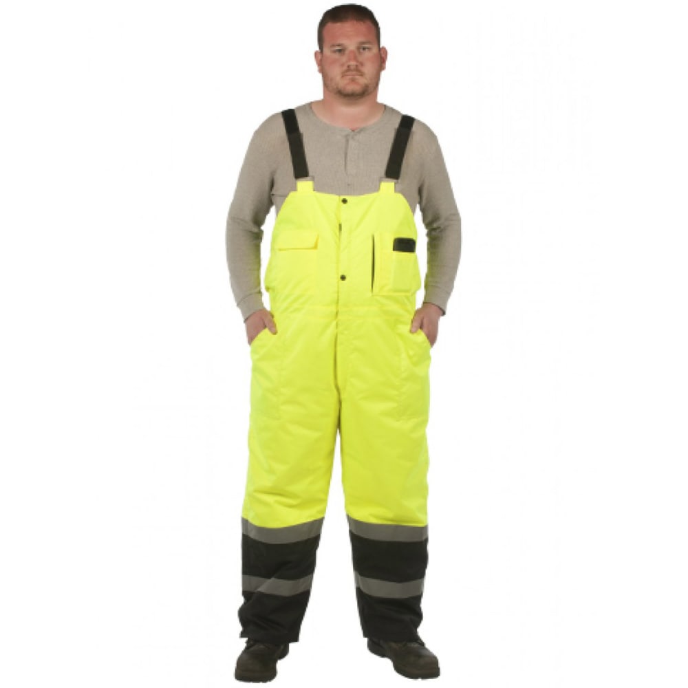 Utility Pro Wear Men's High-Visibility Insulated Bib Overalls - Green, M