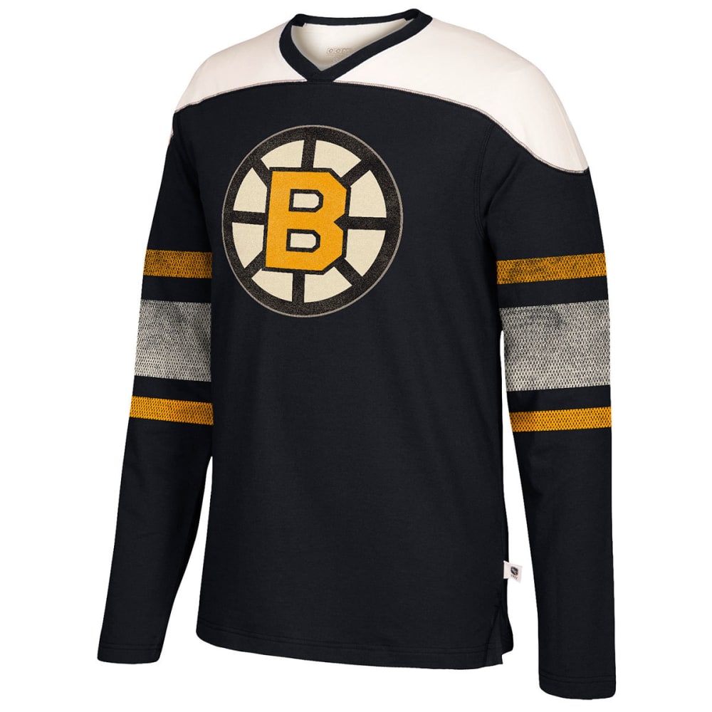 Boston Bruins Men's Ccm Applique Crew Long-Sleeve Shirt - Black, M