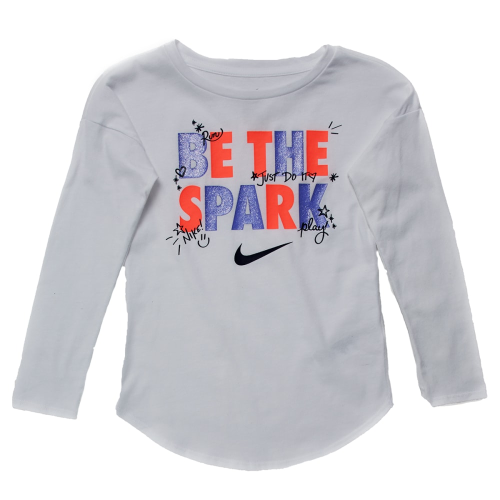 Nike Little Girls' Be The Spark Long-Sleeve Tee - White, 4
