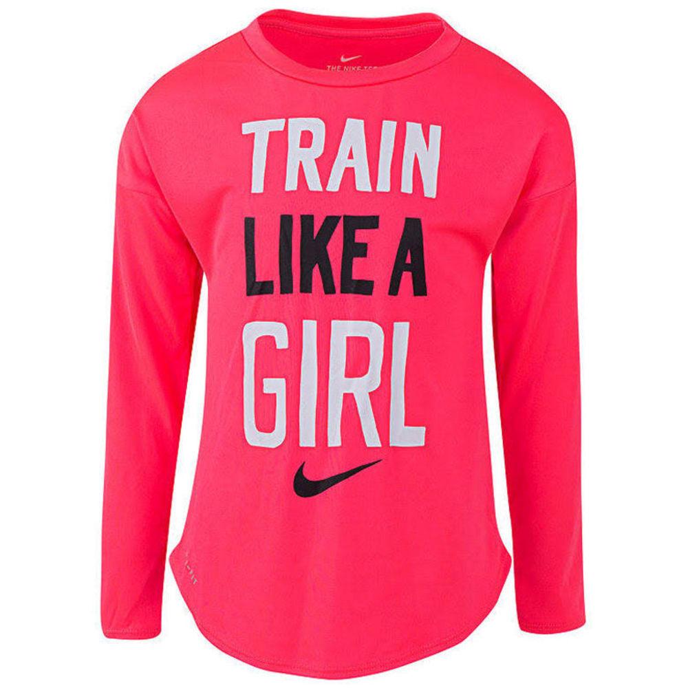 Nike Little Girls' Train Like A Girl Long-Sleeve Tee - Red, 4